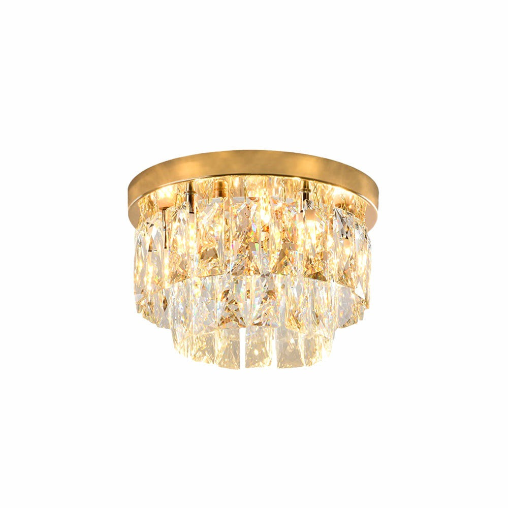 Plafonnier LED rond doré et argent avec globes en verre soufflé
