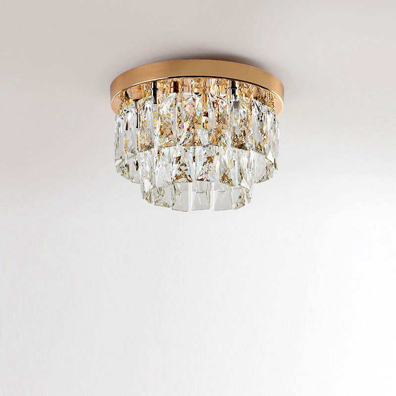 Vue de dessous du luminaire rond avec ses globes allumés