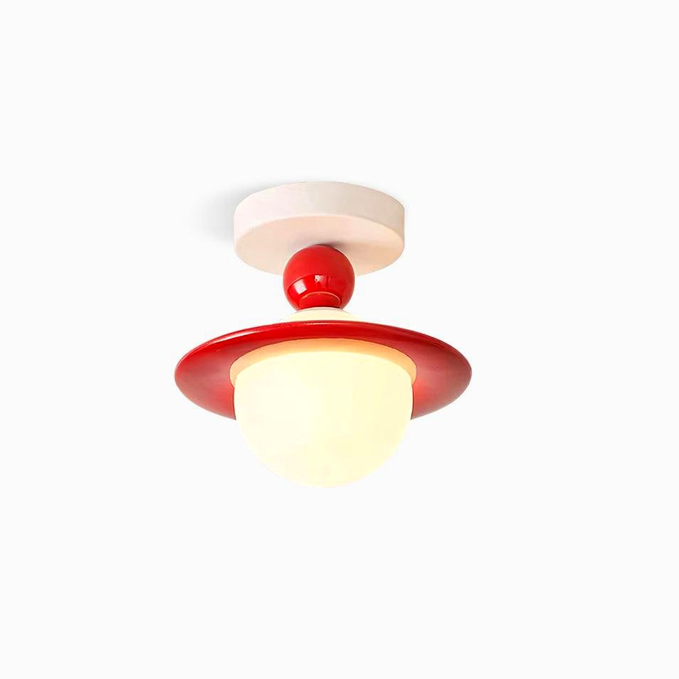 Plafonnier lustre rétro en métal et résine moulée colorée